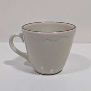 Syracuse China White Ceramic Cup Red Rim Scalloped Design Vintage